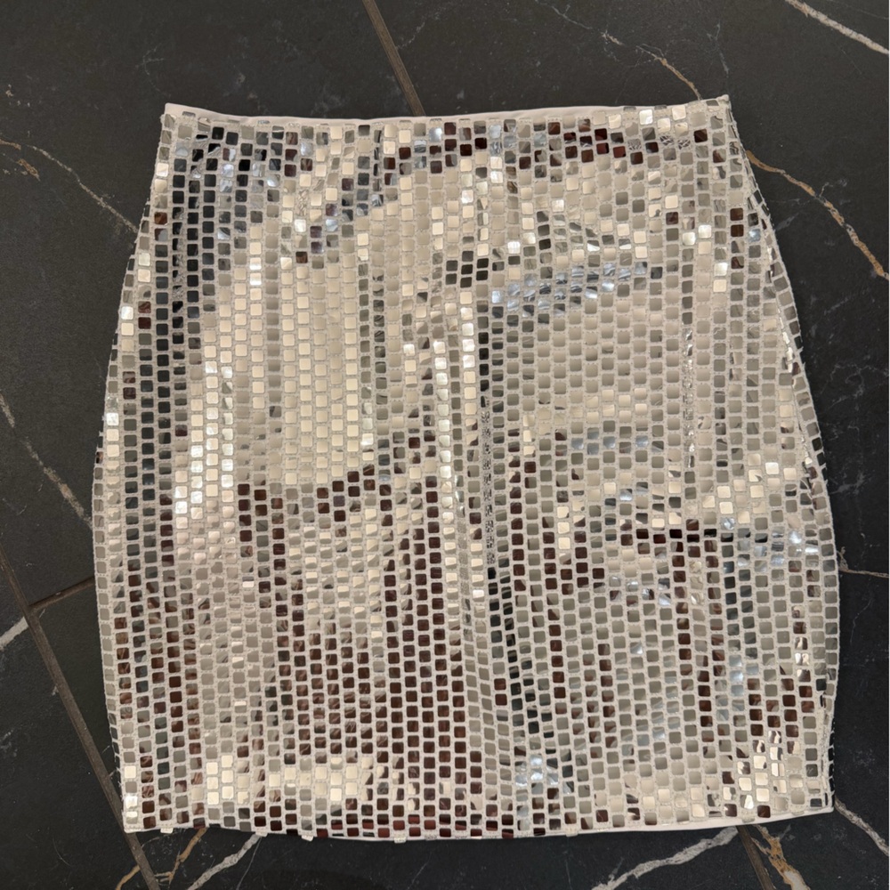 Revolve Superdown Brand Shimmering Silver Mini Skirt